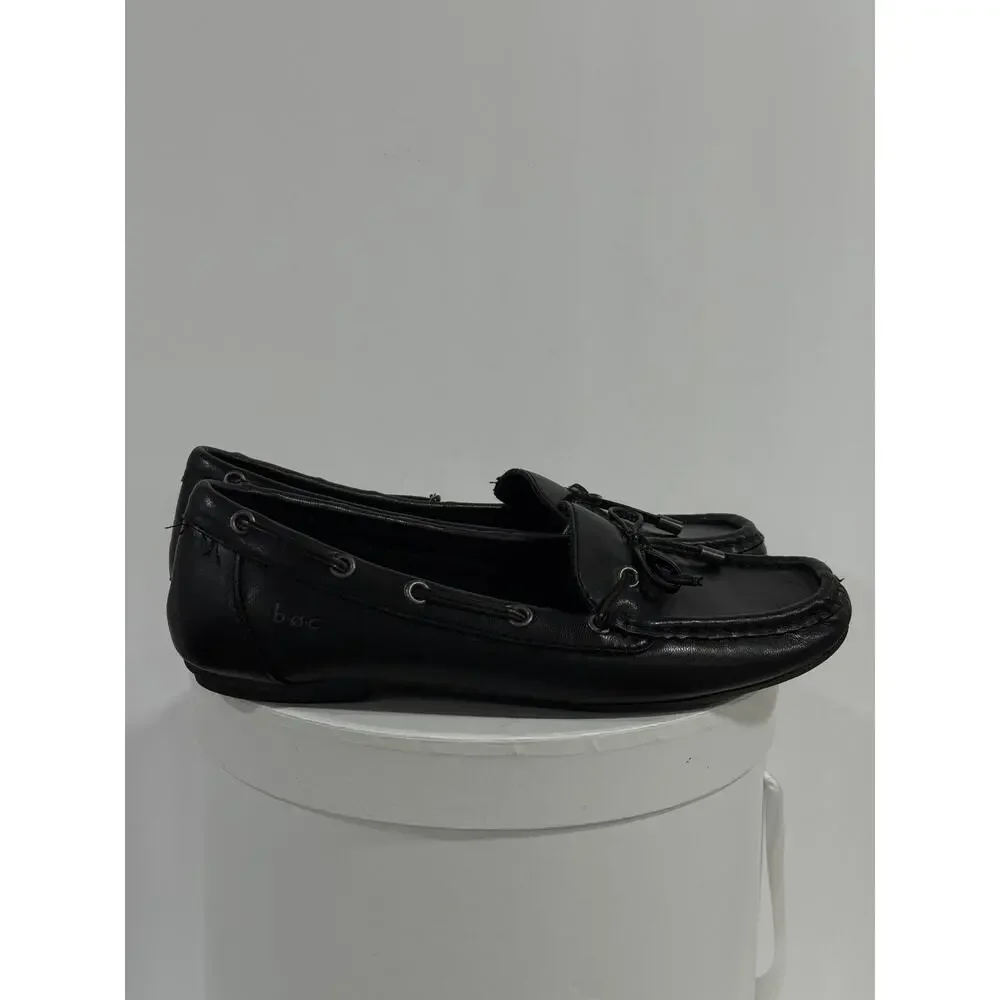 Black Driving Loafers Moccasin Bow BOC Preppy Comfort Slip On Flats Women's 7.5M